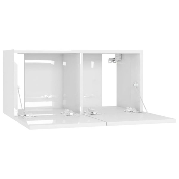 Chichester Hanging TV Cabinet 60x30x30 cm – High Gloss White, 3