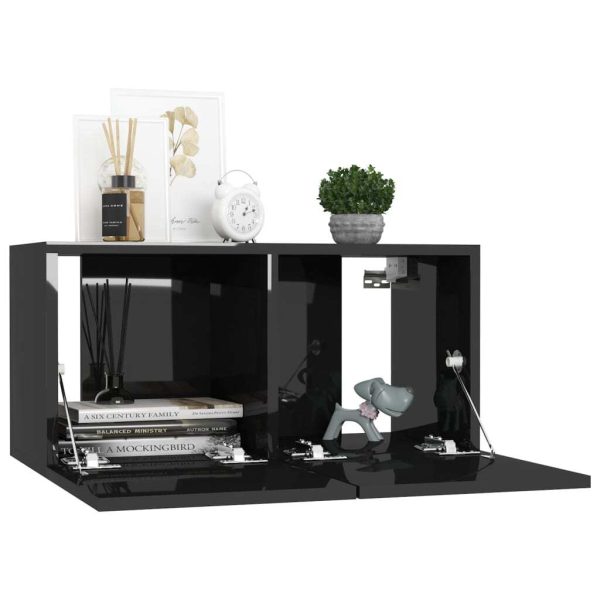 Chichester Hanging TV Cabinet 60x30x30 cm – High Gloss Black, 1