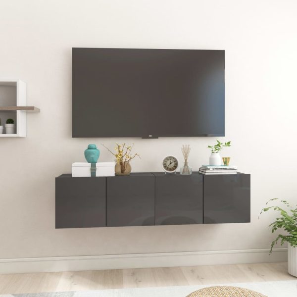 Chichester Hanging TV Cabinet 60x30x30 cm – High Gloss Grey, 2
