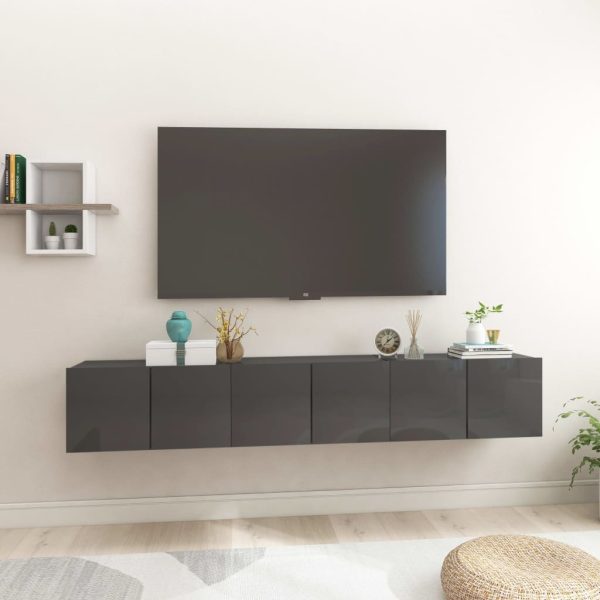 Chichester Hanging TV Cabinet 60x30x30 cm – High Gloss Grey, 3