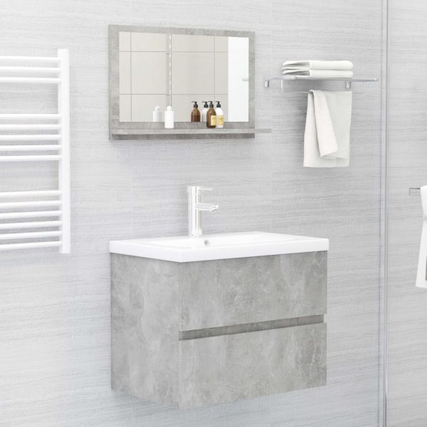 Bathroom Mirror Engineered Wood – 60 cm, Concrete Grey