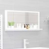 Bathroom Mirror Engineered Wood – 80 cm, White