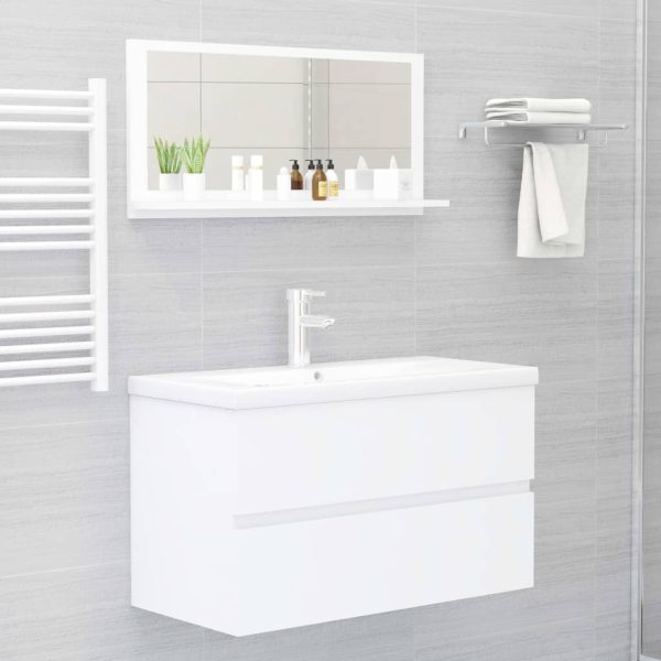 Bathroom Mirror Engineered Wood – 80 cm, White