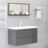 Bathroom Mirror Engineered Wood – 80 cm, High Gloss Grey