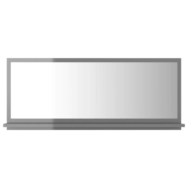 Bathroom Mirror Engineered Wood – 90 cm, High Gloss Grey