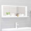 Bathroom Mirror Engineered Wood – 100 cm, High Gloss White