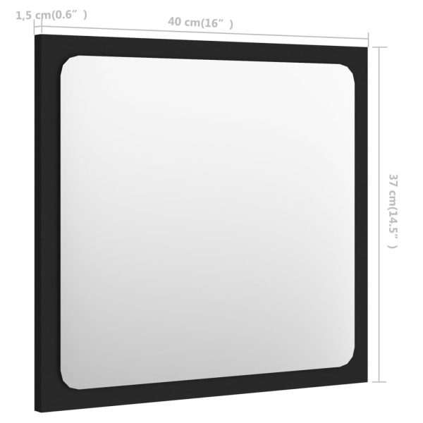Bathroom Mirror Engineered Wood – 40×1.5×37 cm, Black