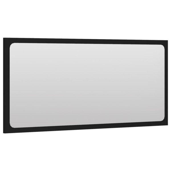 Bathroom Mirror Engineered Wood – 80×1.5×37 cm, Black
