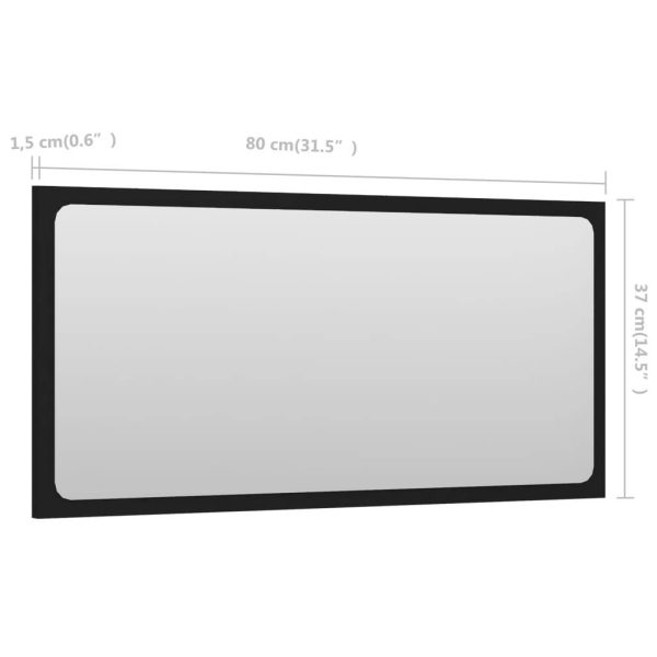Bathroom Mirror Engineered Wood – 80×1.5×37 cm, Black