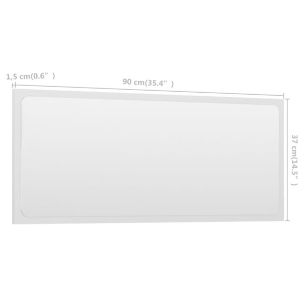 Bathroom Mirror Engineered Wood – 90×1.5×37 cm, White