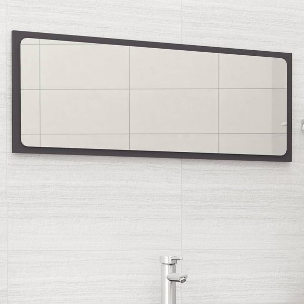 Bathroom Mirror Engineered Wood – 100×1.5×37 cm, Grey