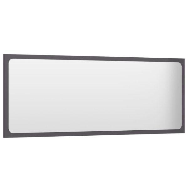 Bathroom Mirror Engineered Wood – 100×1.5×37 cm, High Gloss Grey
