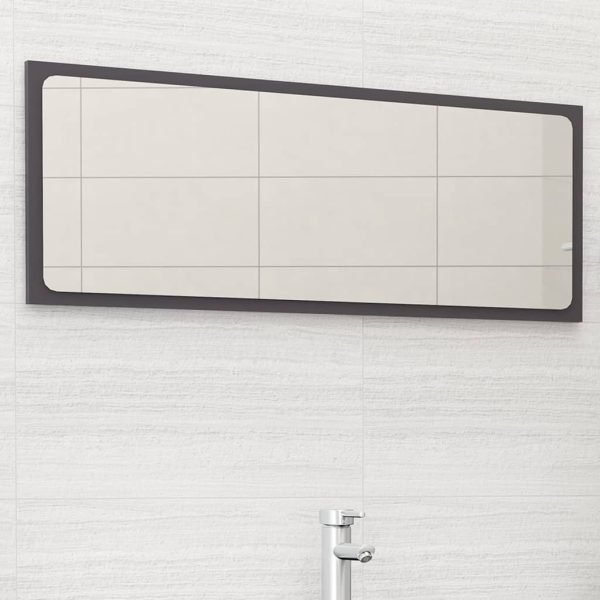 Bathroom Mirror Engineered Wood – 100×1.5×37 cm, High Gloss Grey