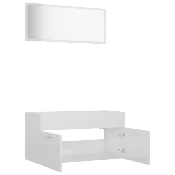 2 Piece Bathroom Furniture Set Engineered Wood – High Gloss White