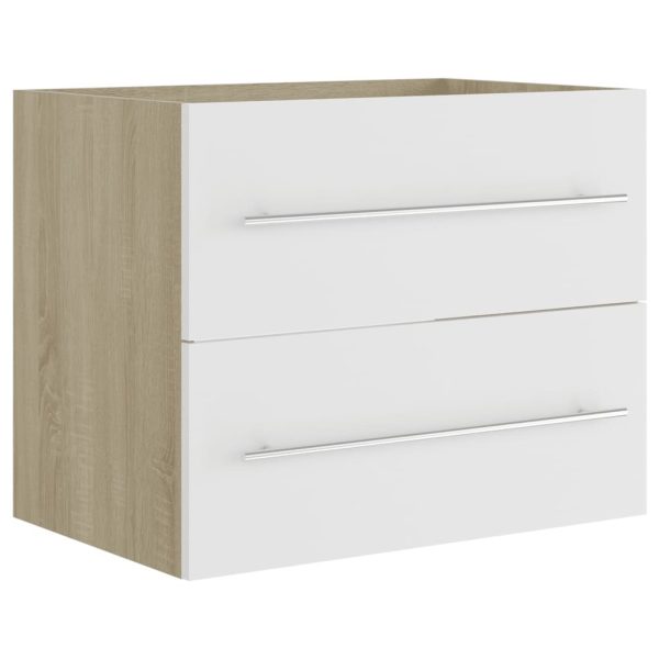 2 Piece Bathroom Furniture Set Engineered Wood – White and Sonoma Oak