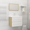 2 Piece Bathroom Furniture Set Engineered Wood – White and Sonoma Oak