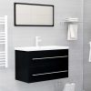 2 Piece Bathroom Furniture Set Engineered Wood – Black