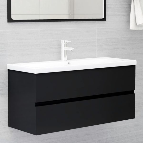 2 Piece Bathroom Furniture Set Engineered Wood – Black