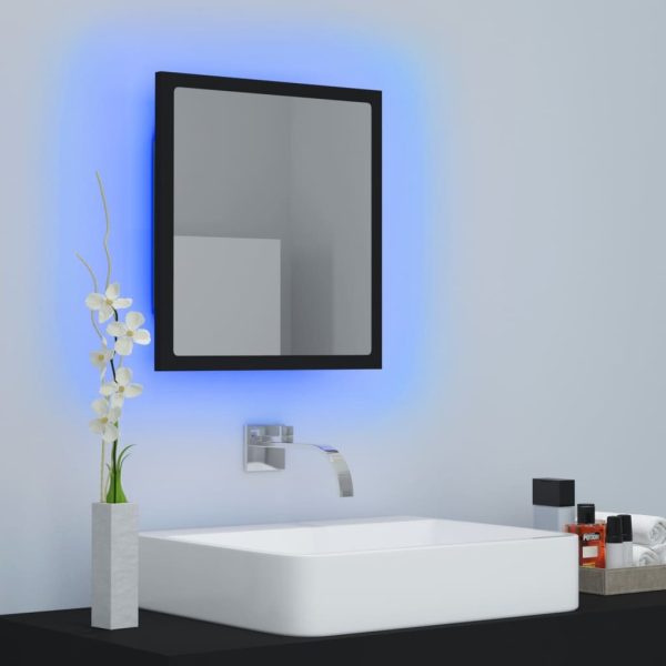 LED Bathroom Mirror 40×8.5×37 cm Acrylic – Black