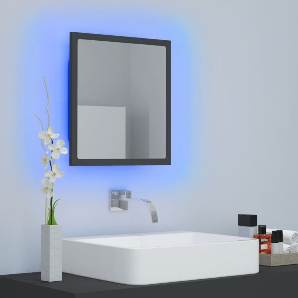LED Bathroom Mirror 40×8.5×37 cm Acrylic – Grey