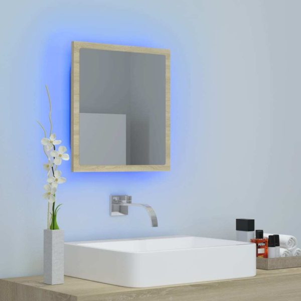 LED Bathroom Mirror 40×8.5×37 cm Acrylic – Sonoma oak