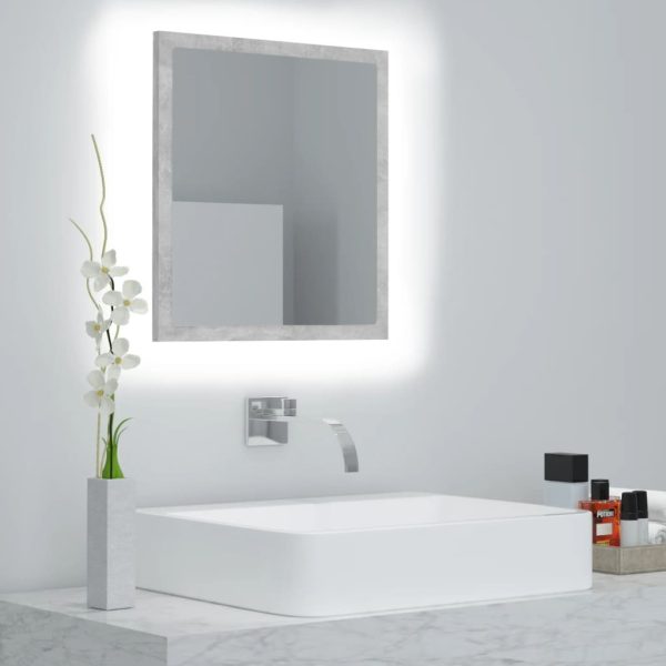 LED Bathroom Mirror 40×8.5×37 cm Acrylic – Concrete Grey