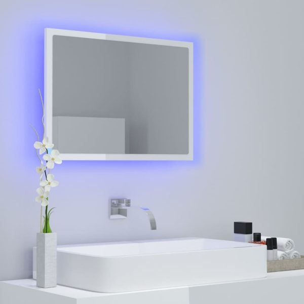 LED Bathroom Mirror 60×8.5×37 cm Acrylic – High Gloss White