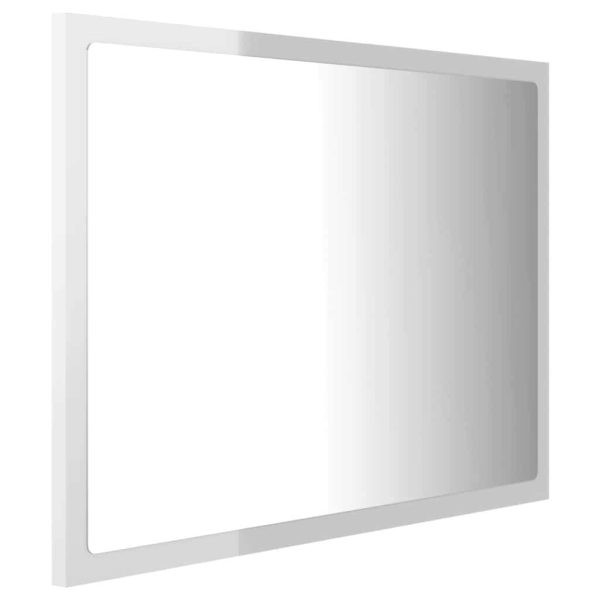 LED Bathroom Mirror 60×8.5×37 cm Acrylic – High Gloss White