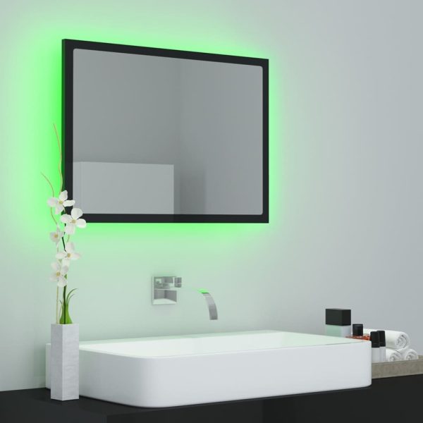LED Bathroom Mirror 60×8.5×37 cm Acrylic – High Gloss Black