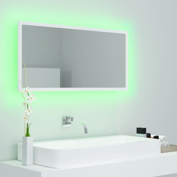 LED Bathroom Mirror 90×8.5×37 cm Engineered Wood – White