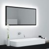 LED Bathroom Mirror 90×8.5×37 cm Engineered Wood – Black
