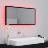 LED Bathroom Mirror 90×8.5×37 cm Engineered Wood – Black