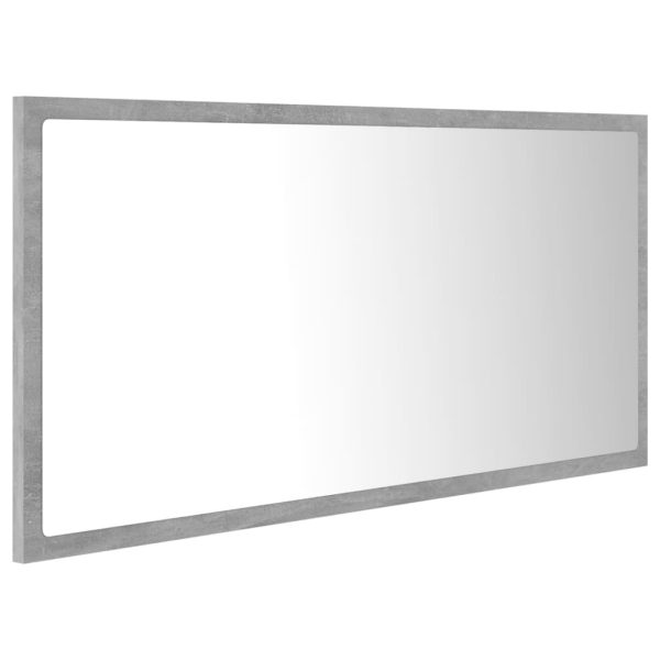 LED Bathroom Mirror 90×8.5×37 cm Engineered Wood – Concrete Grey