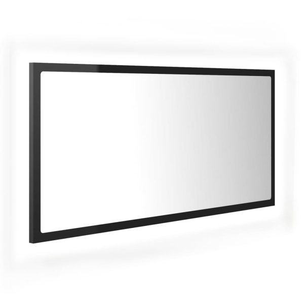 LED Bathroom Mirror 90×8.5×37 cm Engineered Wood – High Gloss White