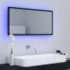 LED Bathroom Mirror 90×8.5×37 cm Engineered Wood – High Gloss White