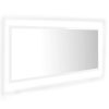 LED Bathroom Mirror 100×8.5×37 cm Engineered Wood – High Gloss White
