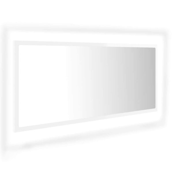 LED Bathroom Mirror 100×8.5×37 cm Engineered Wood – High Gloss White