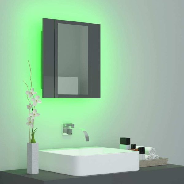 LED Bathroom Mirror Cabinet 40x12x45 cm – High Gloss Grey