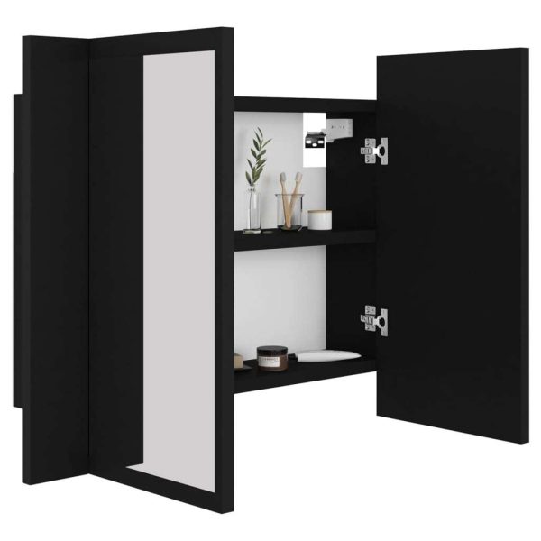 LED Bathroom Mirror Cabinet 60x12x45 cm – Black