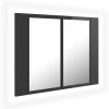 LED Bathroom Mirror Cabinet 60x12x45 cm – High Gloss Grey