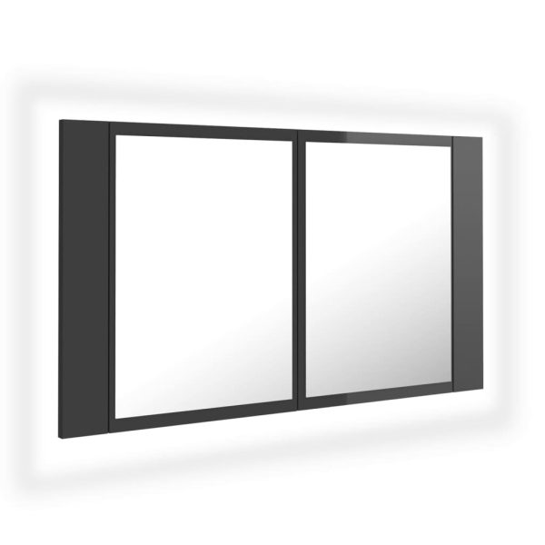 LED Bathroom Mirror Cabinet 80x12x45 cm – High Gloss Grey