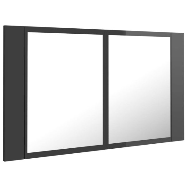 LED Bathroom Mirror Cabinet 80x12x45 cm – High Gloss Grey