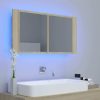 LED Bathroom Mirror Cabinet 90x12x45 cm – Sonoma oak