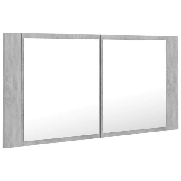 LED Bathroom Mirror Cabinet 90x12x45 cm – Concrete Grey