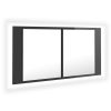 LED Bathroom Mirror Cabinet 90x12x45 cm – High Gloss Grey