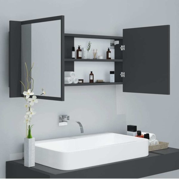 LED Bathroom Mirror Cabinet 100x12x45 cm – Grey