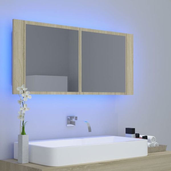 LED Bathroom Mirror Cabinet 100x12x45 cm – Sonoma oak