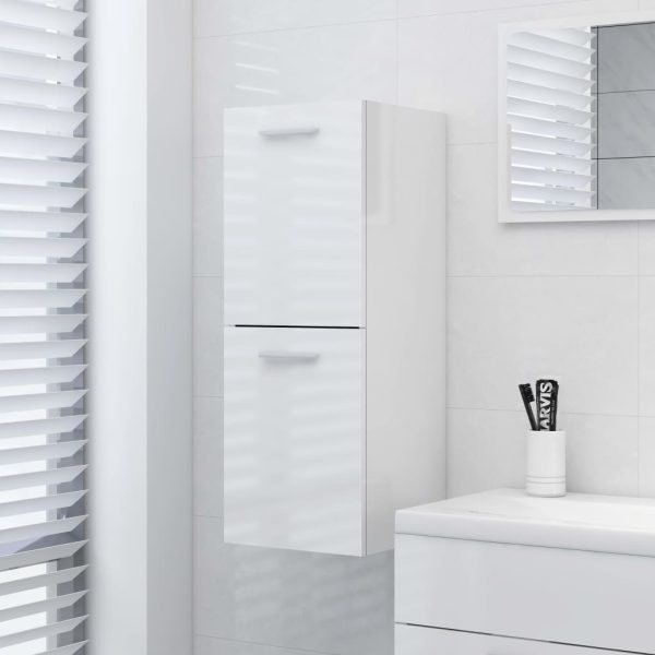 Bathroom Cabinet 30x30x80 cm Engineered Wood – High Gloss White