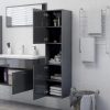Bathroom Cabinet 30x30x130 cm Engineered Wood – High Gloss Grey