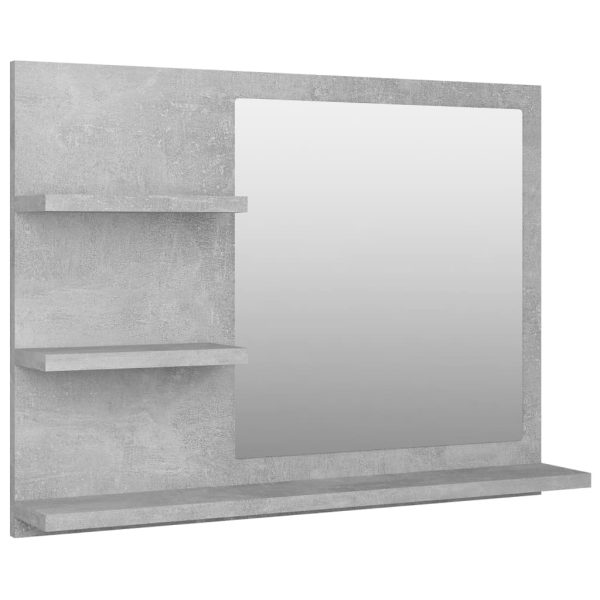 Bathroom Mirror 60×10.5×45 cm Engineered Wood – Concrete Grey